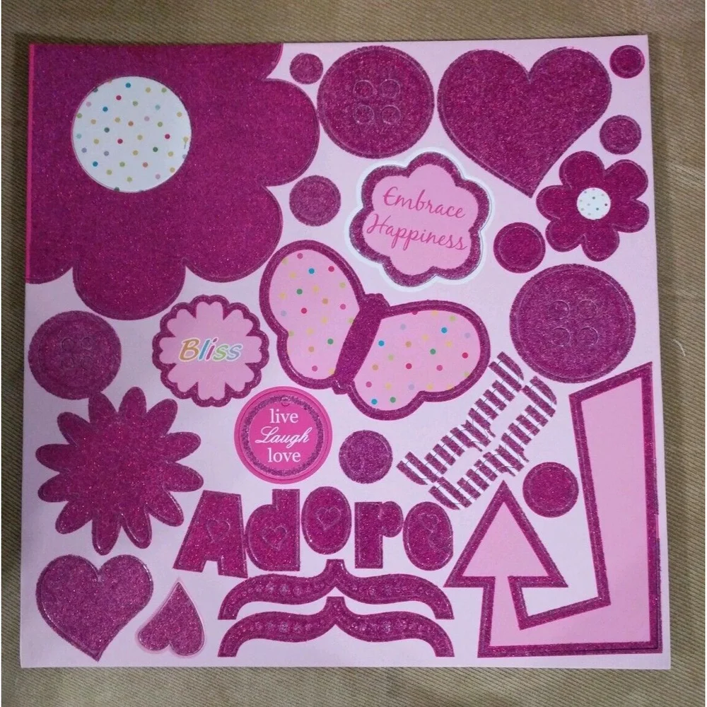 3 Birds- Sticky Sparkly Letters & Shapes Scrapbook - 8 large sheets
